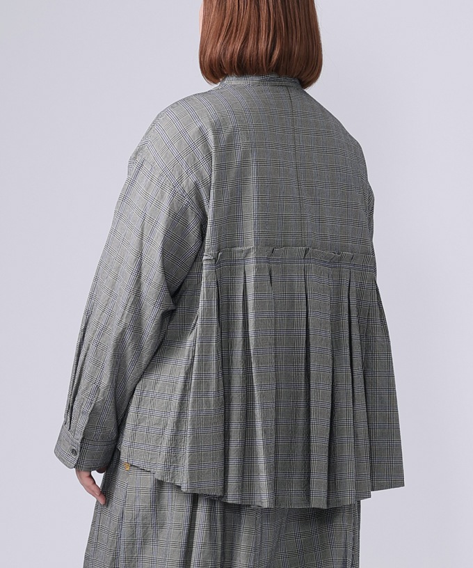 アンジェ・グレン・4【プラスサイズ】オリジナルグレンチェックの後ろタックブラウス