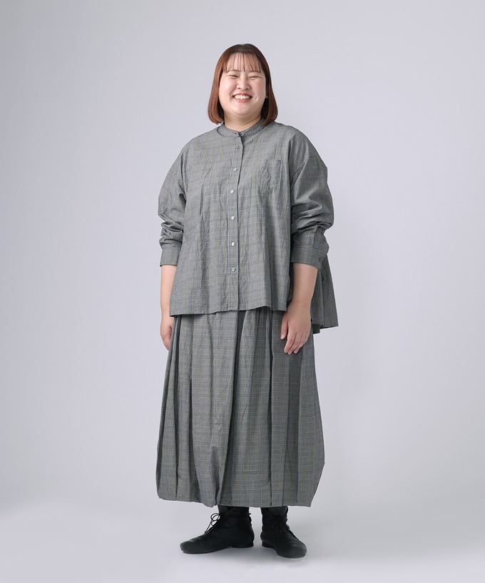 アンジェ・グレン・4【プラスサイズ】オリジナルグレンチェックの後ろタックブラウス