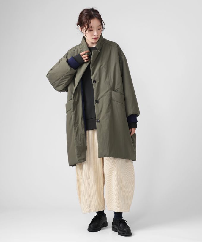 モルガコート　中綿入り立ち襟コート　