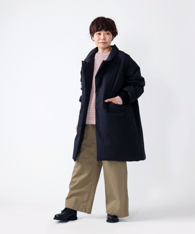 モルガコート　中綿入り立ち襟コート　