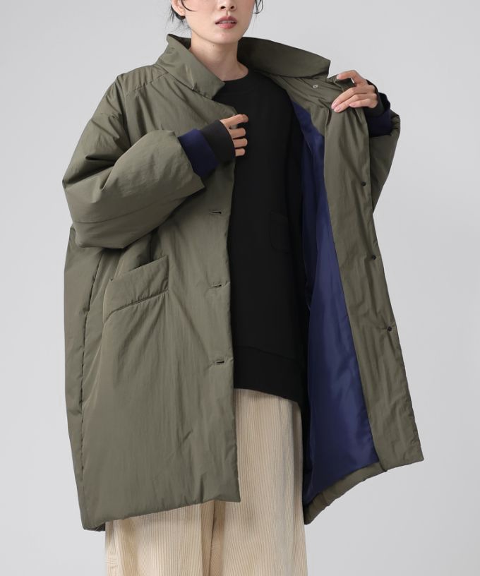 モルガコート　中綿入り立ち襟コート　