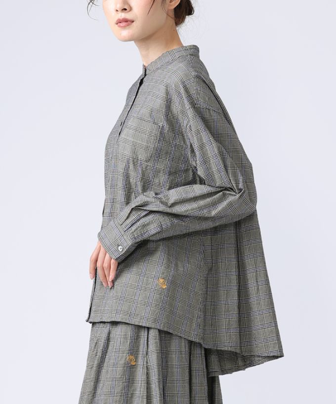 アンジェ・グレン　オリジナルグレンチェックの後ろタックブラウス