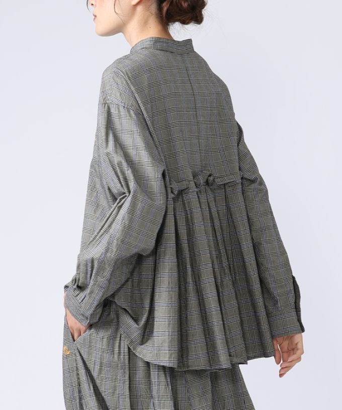 アンジェ・グレン　オリジナルグレンチェックの後ろタックブラウス