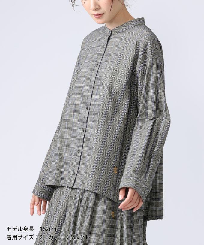 アンジェ・グレン　オリジナルグレンチェックの後ろタックブラウス