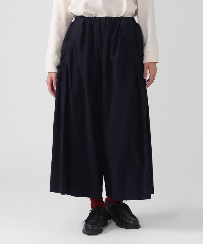 オトパンツ ストレッチ素材のギャザーワイドパンツ/ITEM,PANTS/Shop by