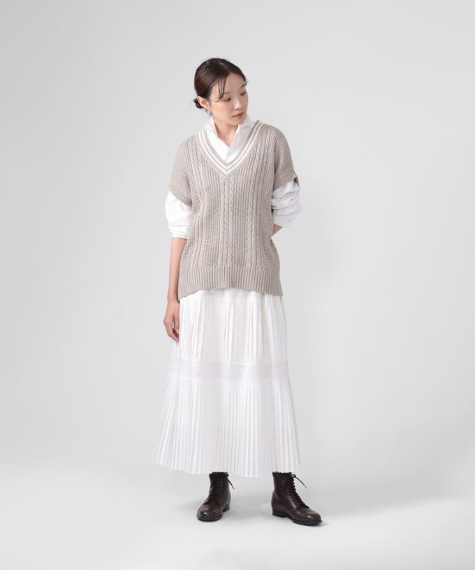テディスカート プリーツのティアードスカート