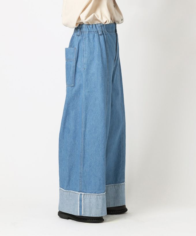 テレパンツ・Ｃ　シルエットのきれいなデニムワイドパンツ