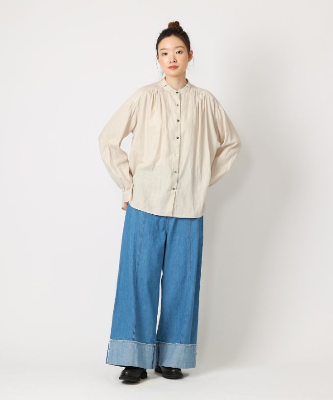 テレパンツ・Ｃ　シルエットのきれいなデニムワイドパンツ