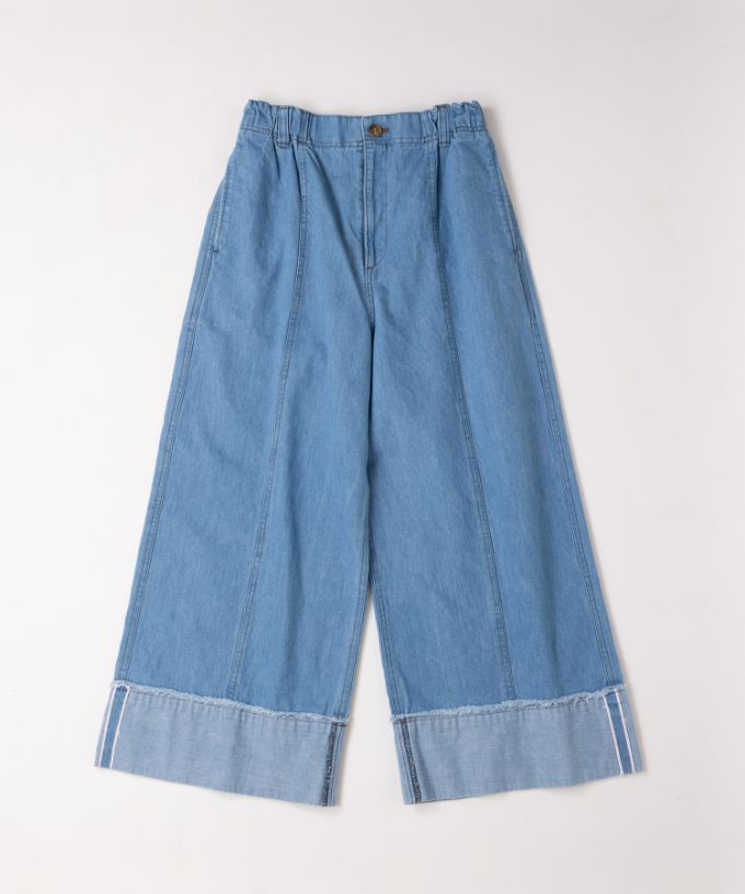 テレパンツ・Ｃ　シルエットのきれいなデニムワイドパンツ