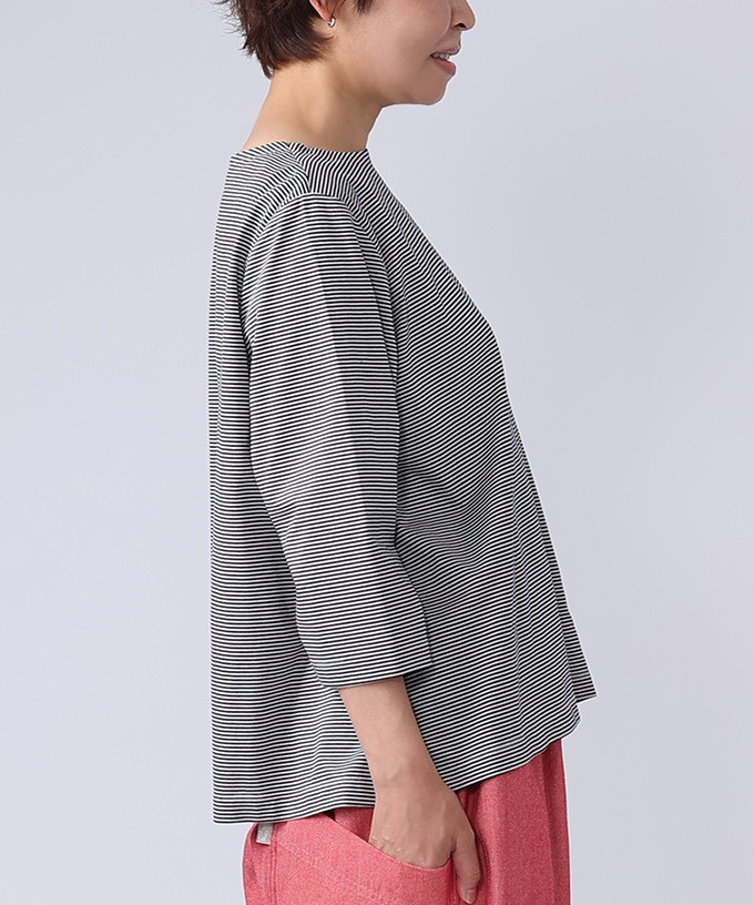 オーストップ　ボーダーの7分袖Aラインカットソー