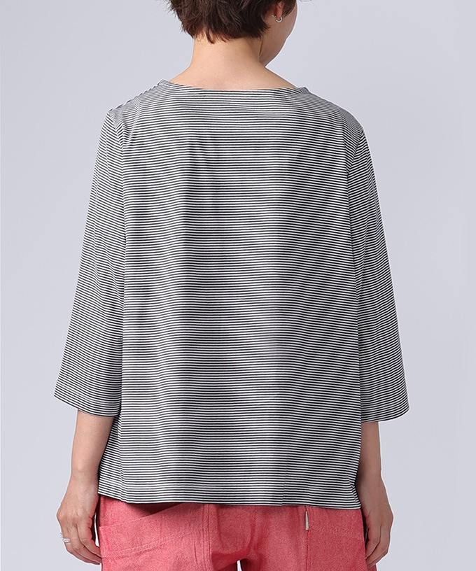 オーストップ　ボーダーの7分袖Aラインカットソー