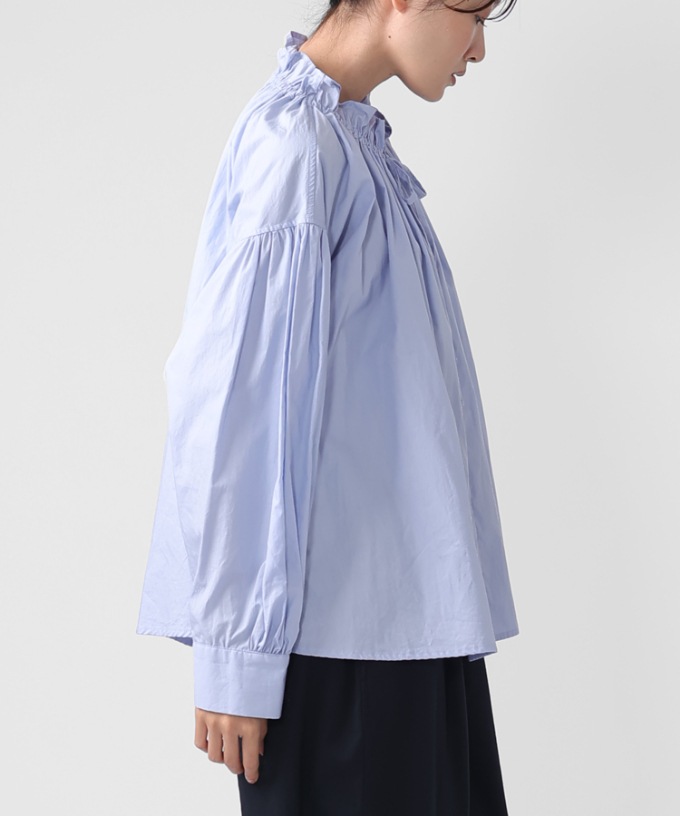 【SALE】ベティブラウス　ギャザーネックのコットンブラウス