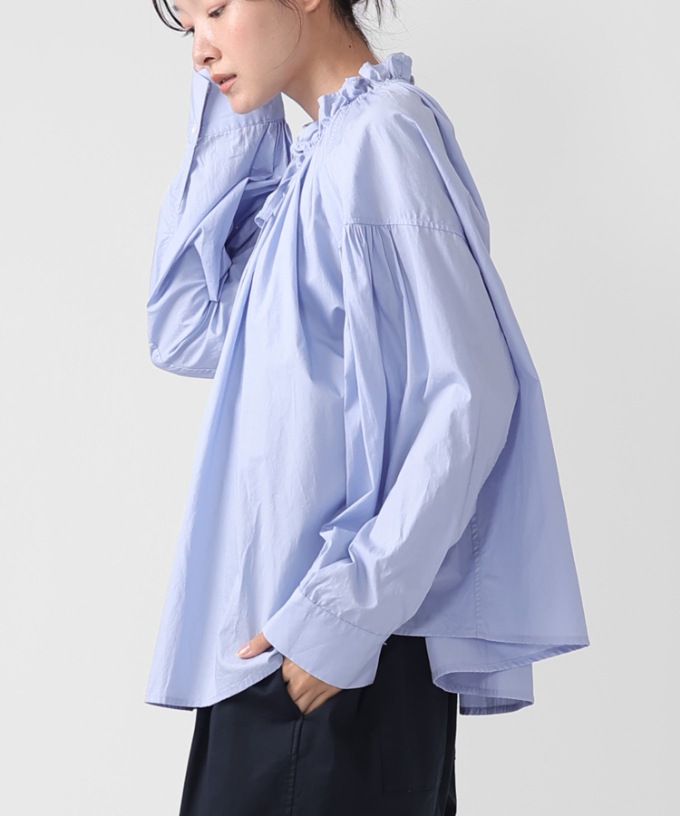 【SALE】ベティブラウス　ギャザーネックのコットンブラウス