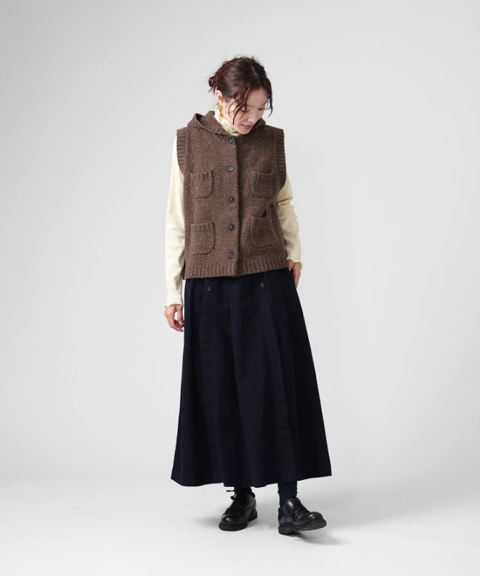 メーヌスカート　起毛素材のマリン風フレアスカート