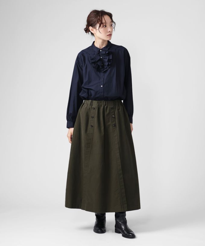 メーヌスカート　起毛素材のマリン風フレアスカート