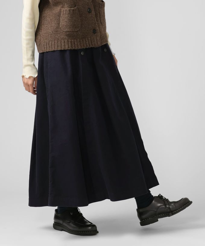 メーヌスカート　起毛素材のマリン風フレアスカート