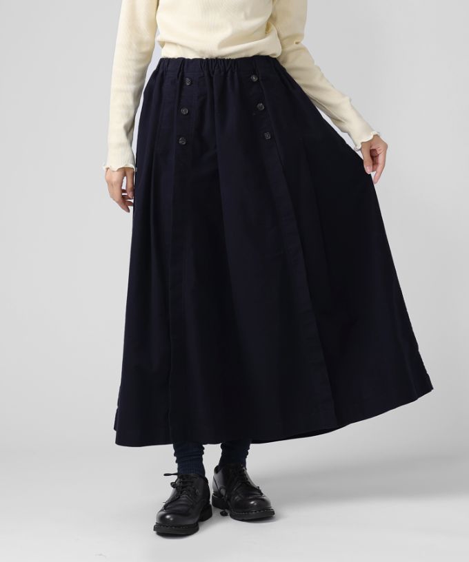 メーヌスカート　起毛素材のマリン風フレアスカート