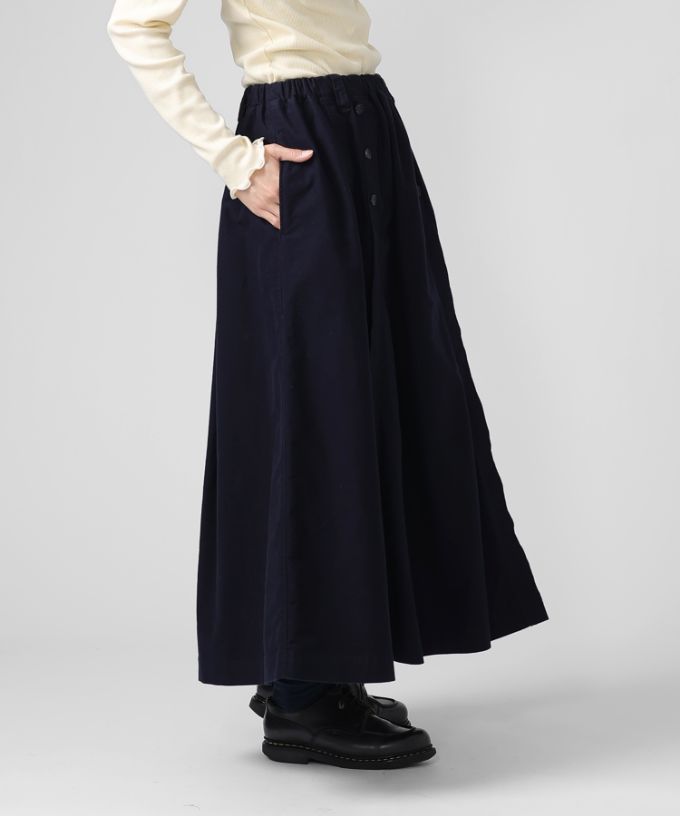 メーヌスカート　起毛素材のマリン風フレアスカート