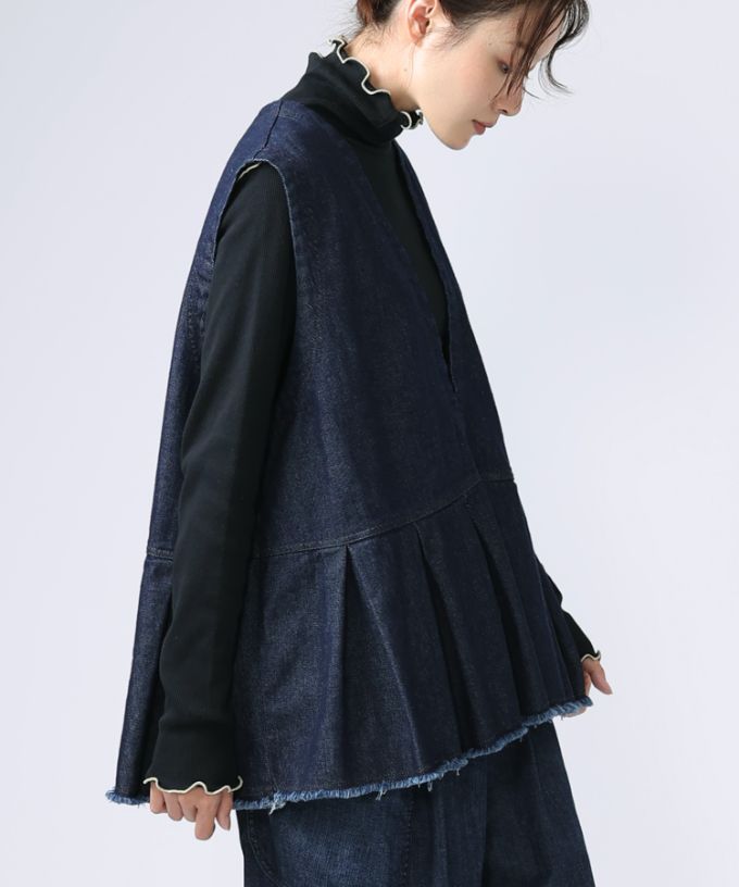 マルセル　ペプラム切り替えのデニムベスト