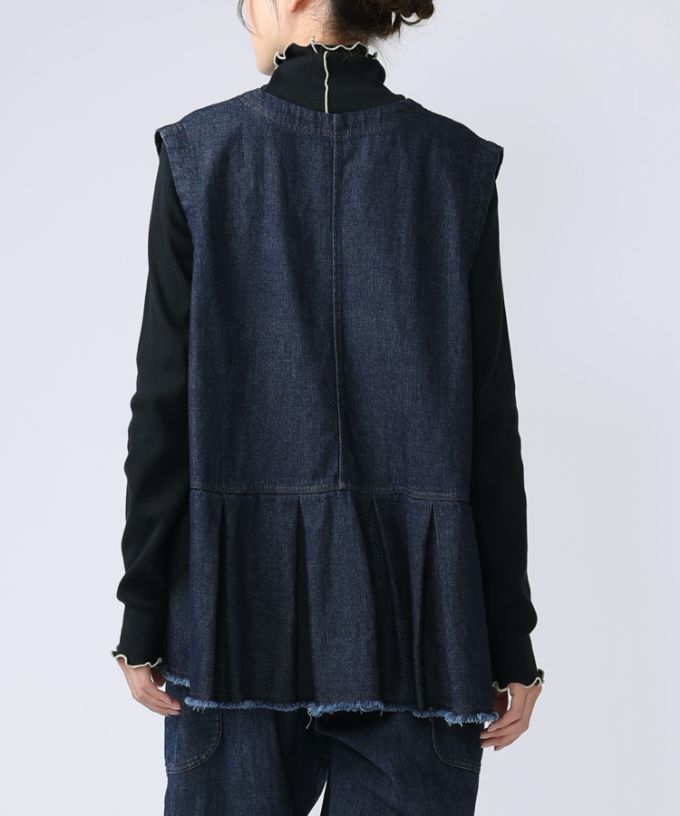 【美品】マルシャルテルベスト付き Sleeve Pleats Blouson マルセル ペプラム切り替えのデニムベスト/ITEM,JACKET/TOPS/Shop by