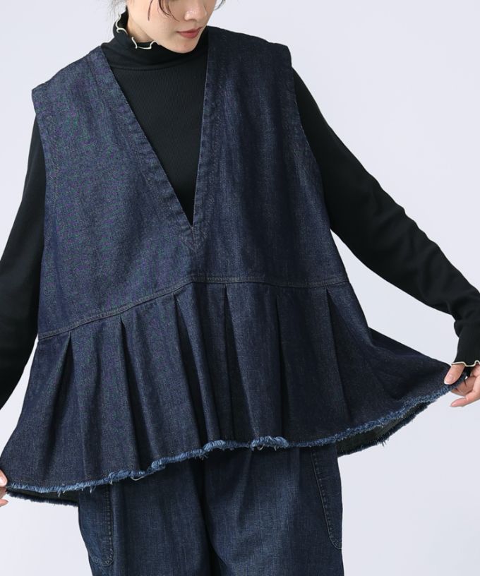 マルセル　ペプラム切り替えのデニムベスト
