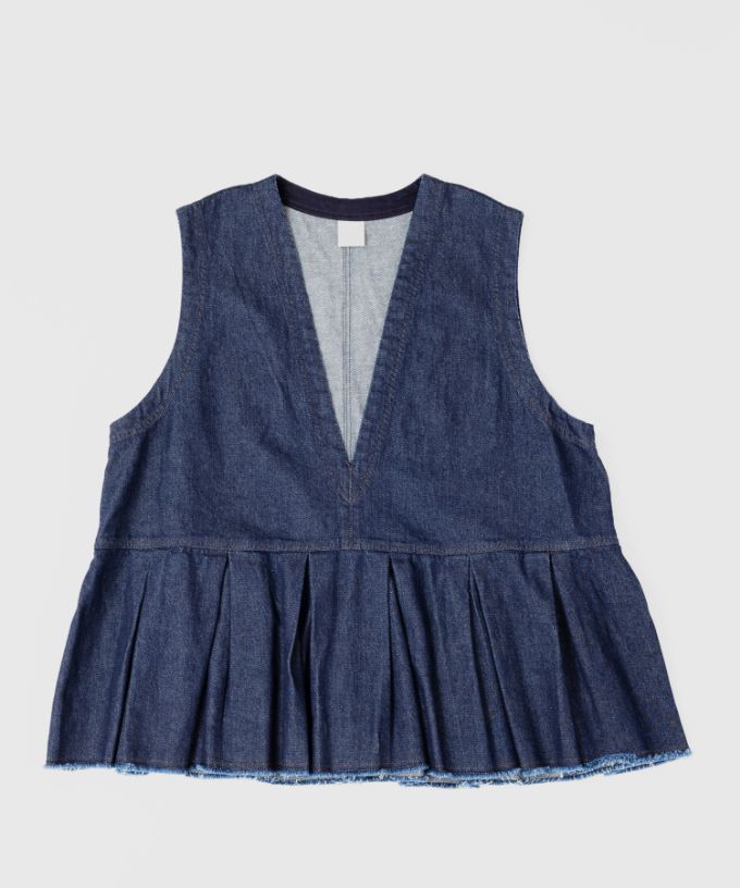 マルセル　ペプラム切り替えのデニムベスト