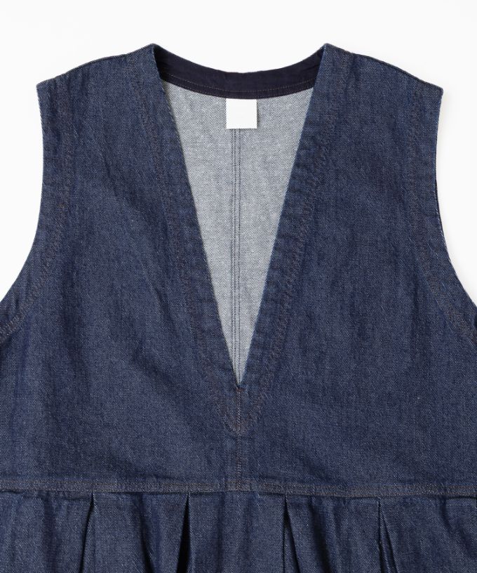 マルセル　ペプラム切り替えのデニムベスト