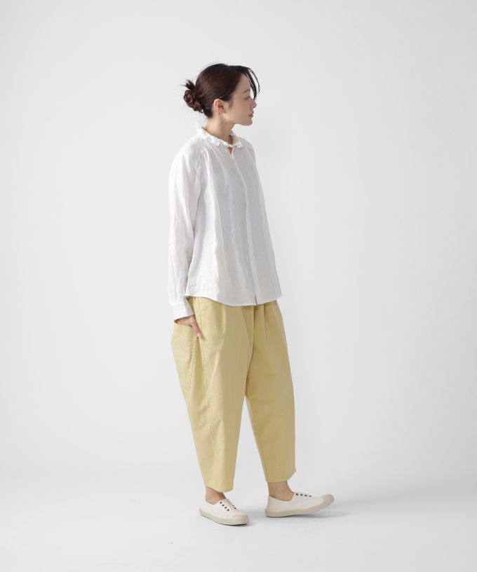 マオパンツ・28　綿麻素材の後ろビッグポケットパンツ