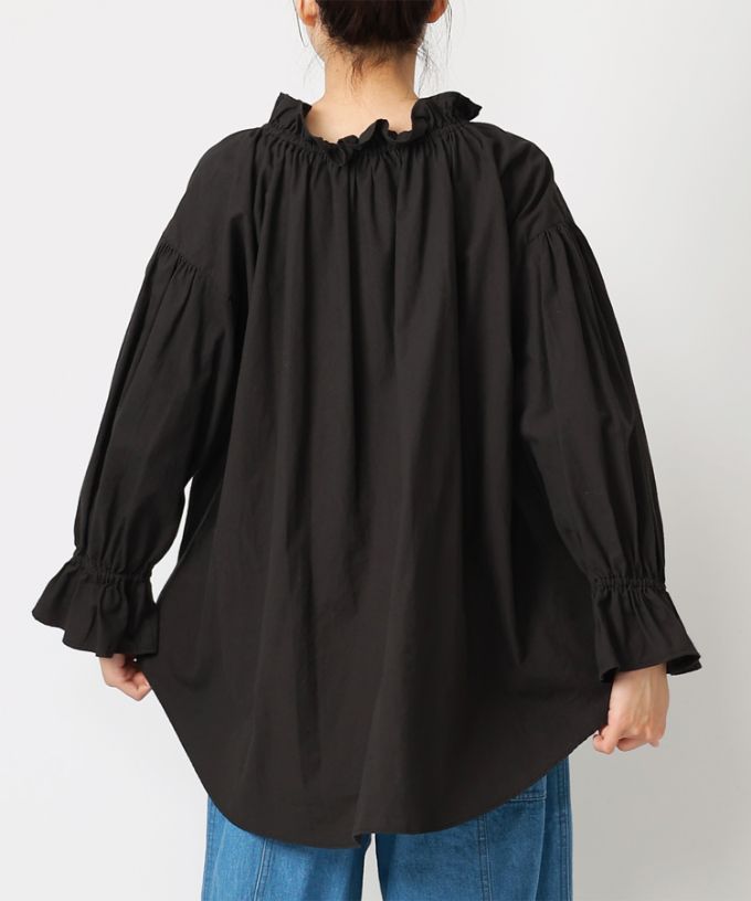 サリーB コットン×ウールのギャザーネックブラウス/ITEM,JACKET/TOPS