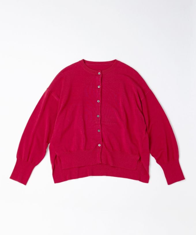 ポレットカーデ　強撚綿サイドスリットカーデ