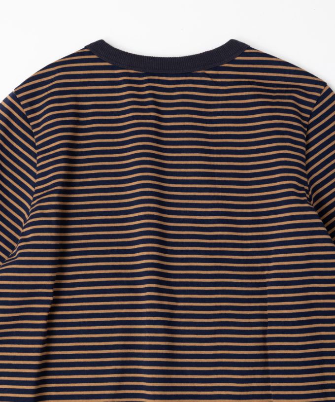 イリストップ・Ｂ　ボーダーリブ切り替え8分袖トップス