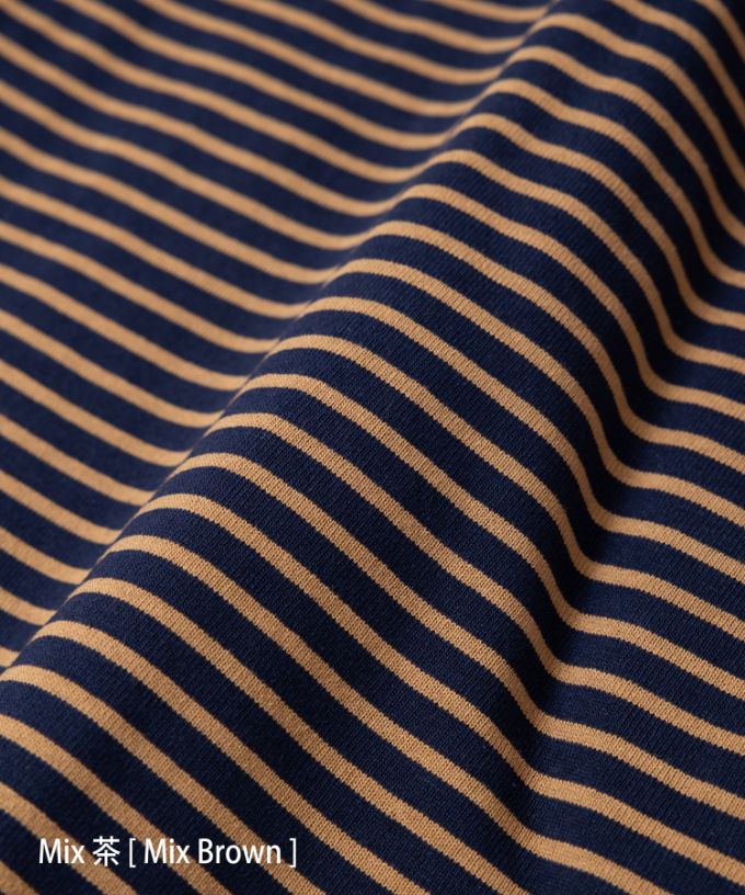 イリストップ・Ｂ　ボーダーリブ切り替え8分袖トップス