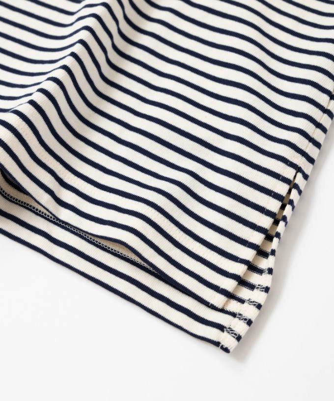 イリストップ・Ｂ　ボーダーリブ切り替え8分袖トップス