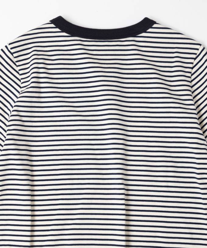 イリストップ・Ｂ　ボーダーリブ切り替え8分袖トップス