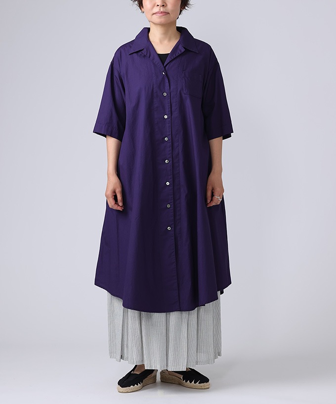 グレース　オープンカラーのロングシャツワンピ