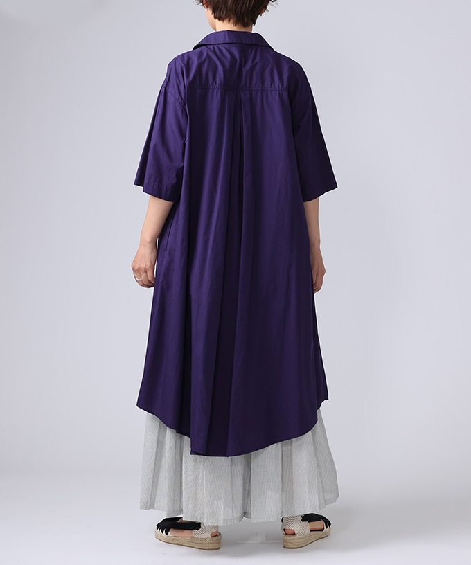 グレース　オープンカラーのロングシャツワンピ