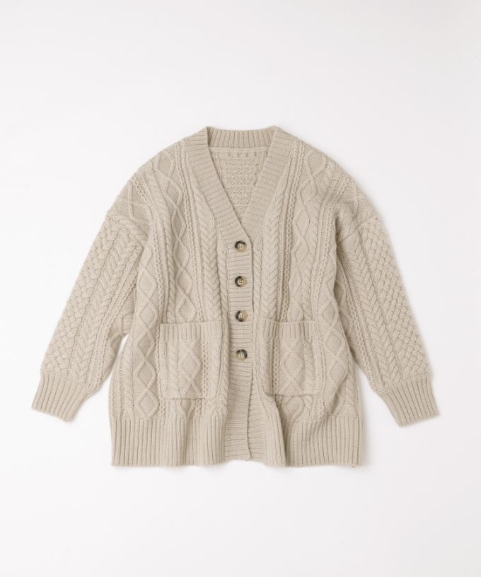 ドリス ケーブル編みざっくりカーデ/ITEM,JACKET/TOPS/Shop by BASCO  