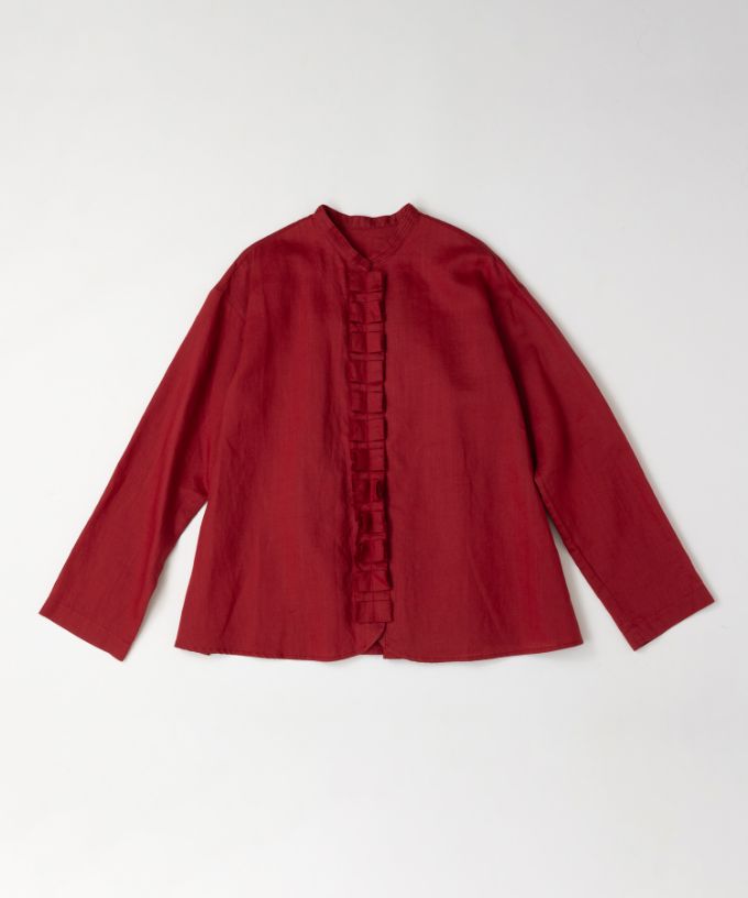 【SALE】ファニエ　フロントフリルのリネンブラウス