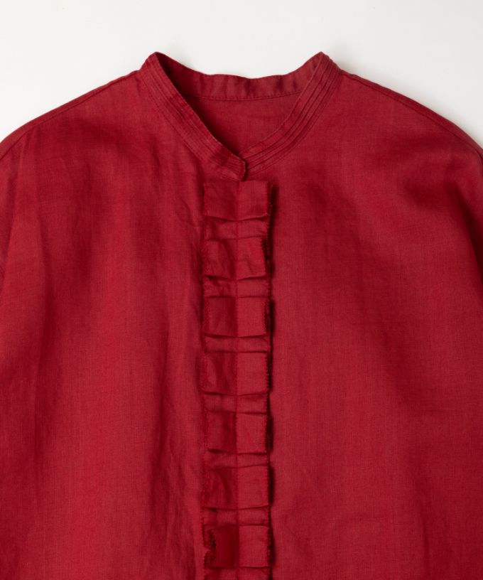 【SALE】ファニエ　フロントフリルのリネンブラウス