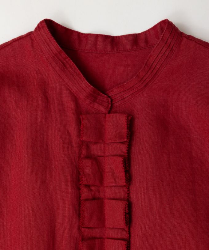 【SALE】ファニエ　フロントフリルのリネンブラウス