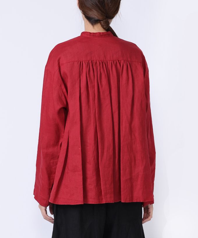 【SALE】ファニエ　フロントフリルのリネンブラウス