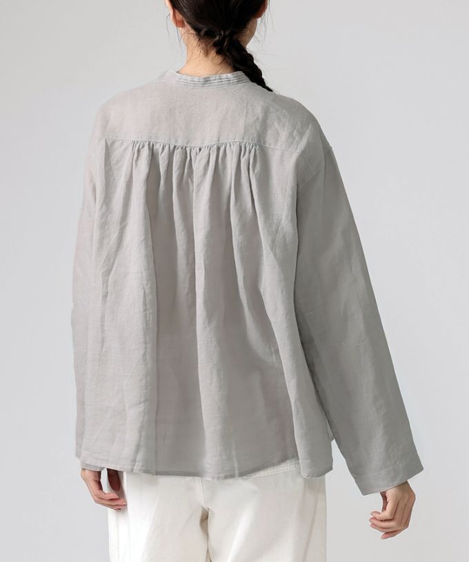 【SALE】ファニエ　フロントフリルのリネンブラウス