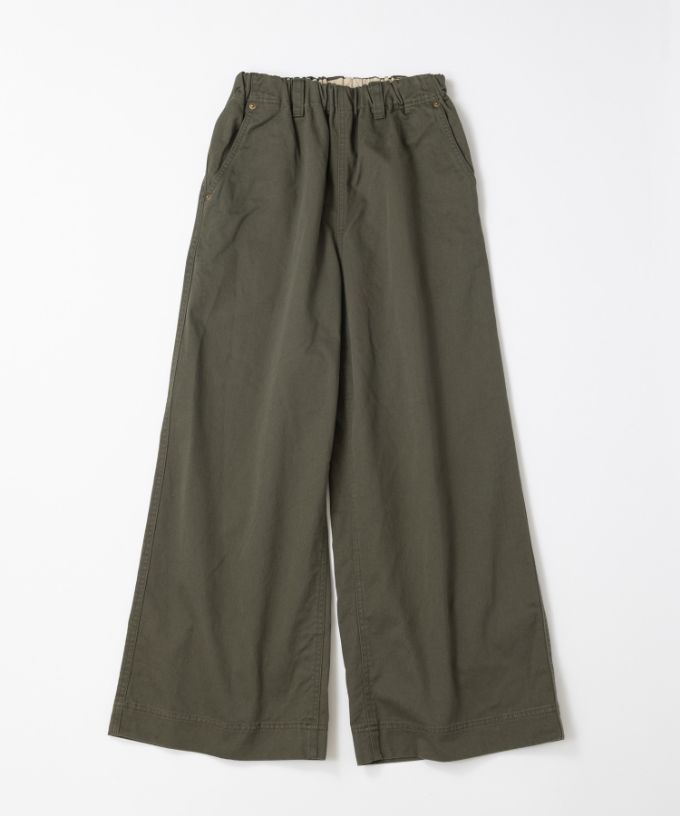ベルパンツ・E　コットンチノ素材のワイドパンツ　