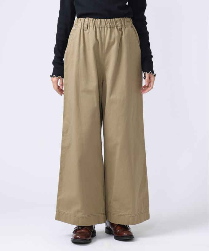 ベルパンツ・E　コットンチノ素材のワイドパンツ　