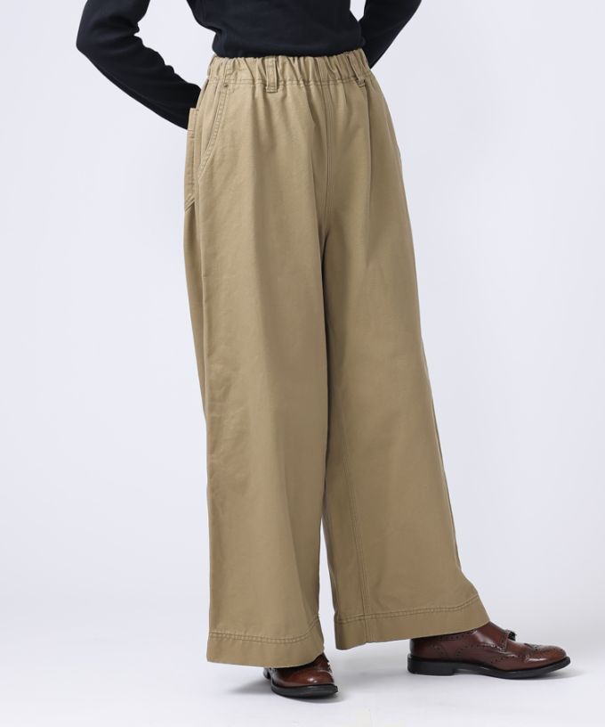 ベルパンツ・E　コットンチノ素材のワイドパンツ　