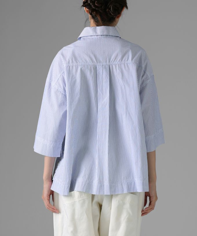 ディラン・C [haddow]　ストライプのサイドボタンプルオーバーシャツ