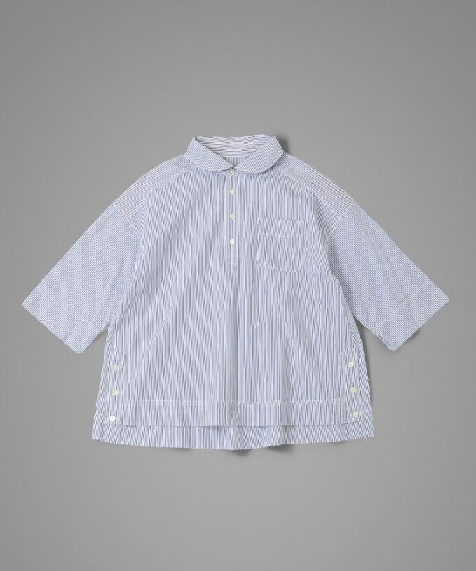 ディラン・C [haddow]　ストライプのサイドボタンプルオーバーシャツ