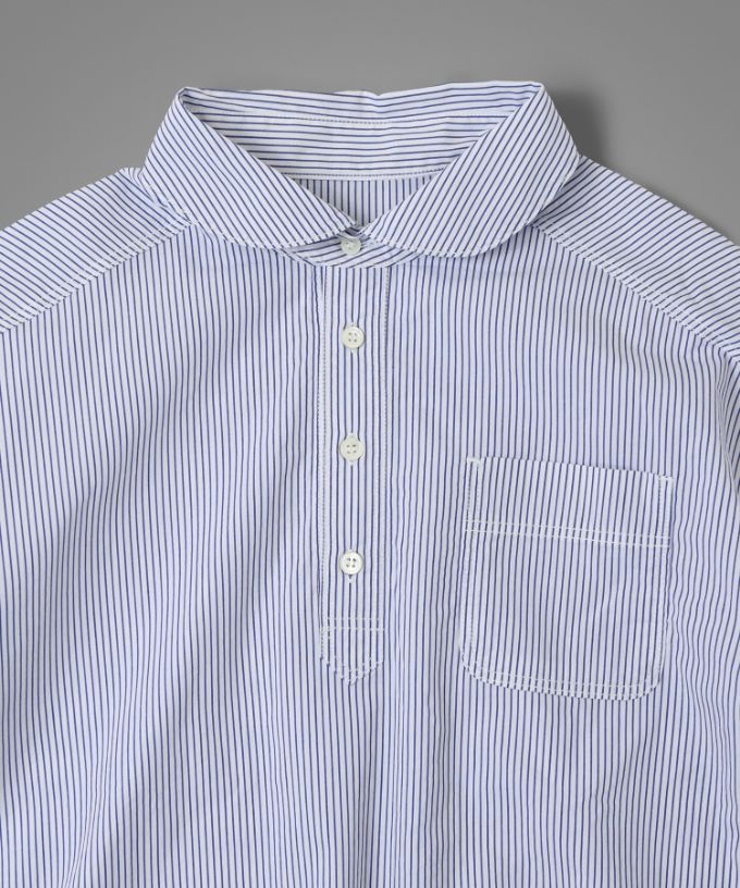 ディラン・C [haddow]　ストライプのサイドボタンプルオーバーシャツ