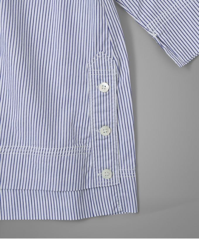 ディラン・C [haddow]　ストライプのサイドボタンプルオーバーシャツ