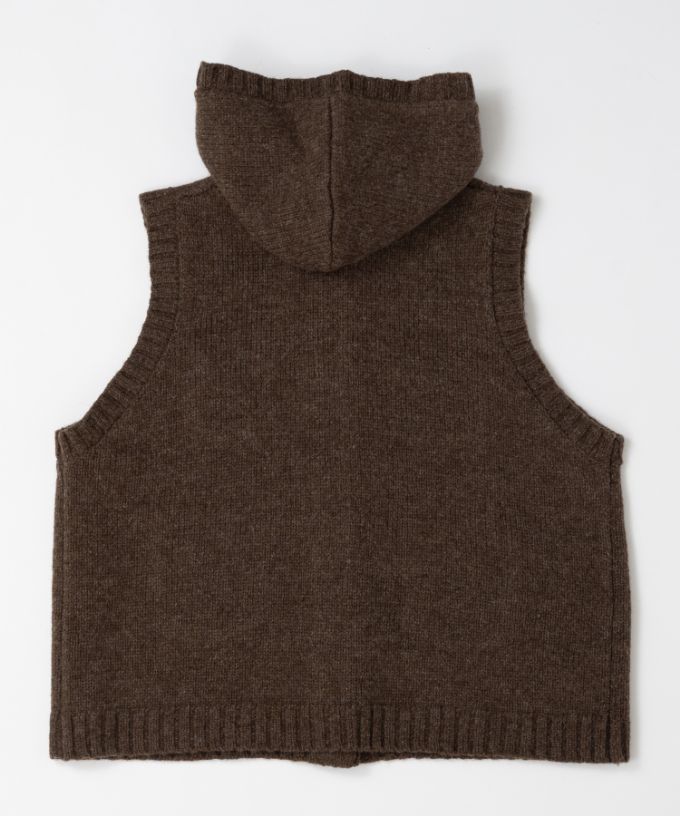 ポリーベスト　ノンミュールジングウールのフード付きベスト